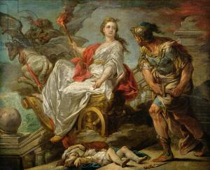 XIR182676 Jason and Medea, 1759 (oil on canvas) by Loo, Carle van (1705-65); 63x79 cm; Musee des Beaux-Arts, Pau, France; (add.info.: murdered her own children when Jason left her;); Giraudon; French, out of copyright